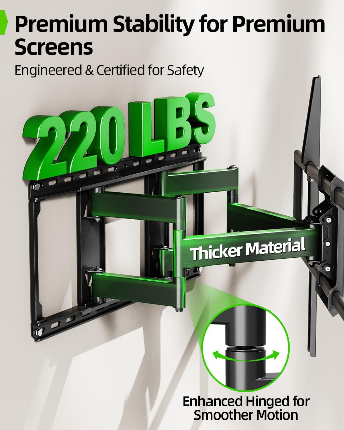USX MOUNT Heavy Duty Full Motion TV Wall Mount - Supports 60-120 Inch TVs Up to 220lbs | 28" Extension, Max VESA 900x600mm