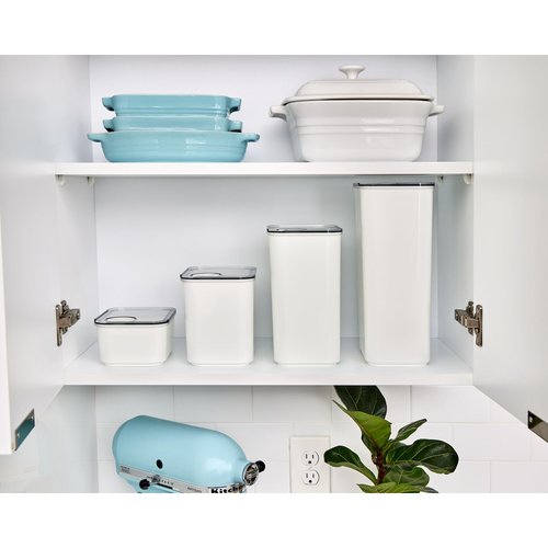 iDesign Recycled Plastic Large Dry Goods Kitchen Canister with Airtight Lid – 6.34" L x 4.79” W x 8.78” H, White