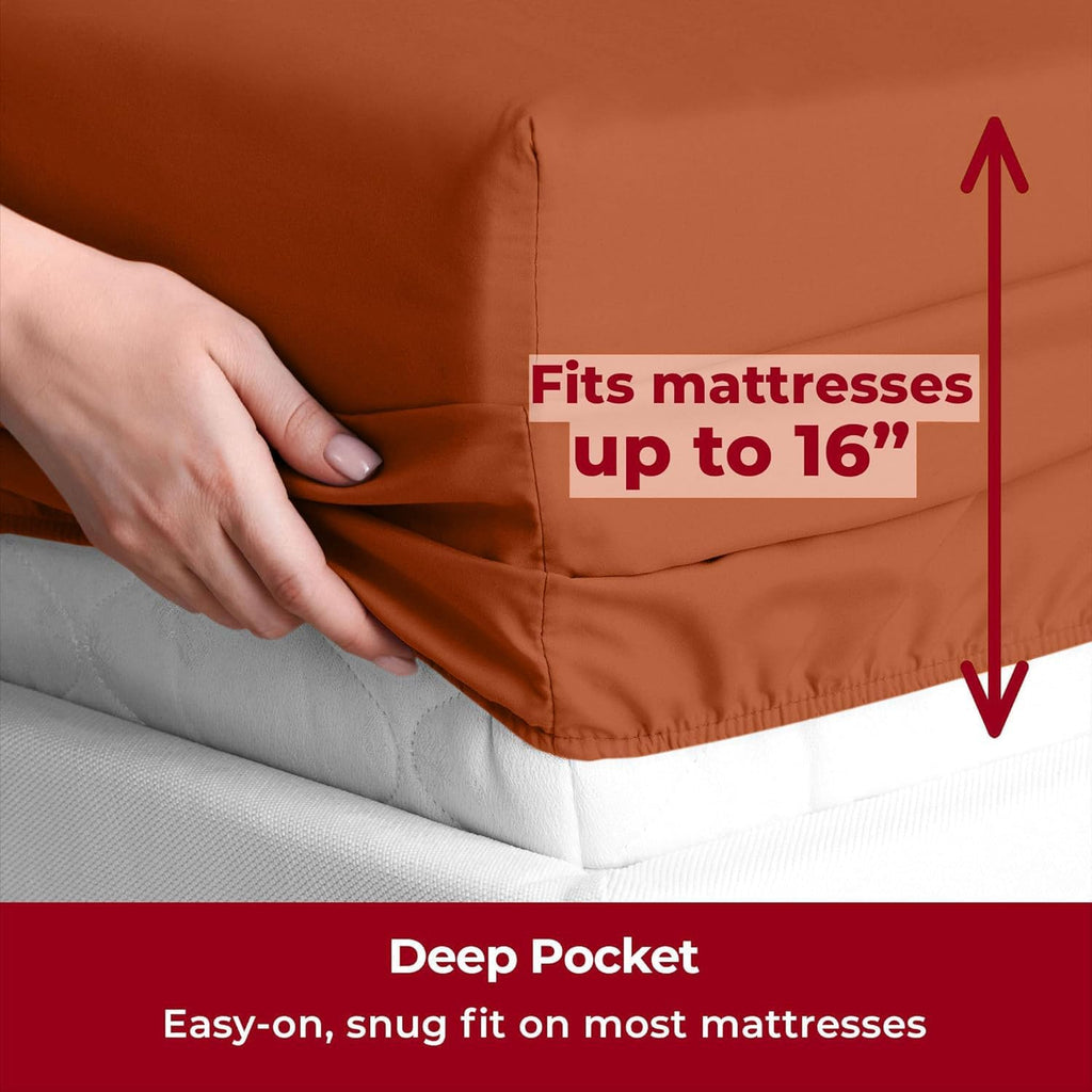 Mellanni Twin Sheets Set - 3 PC Hotel Luxury Bedding | Extra Soft, Cooling, Wrinkle & Stain Resistant (Twin, Terracotta)