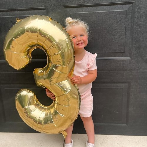 Champagne Gold Number 3 Balloon - 40 Inch Light Gold Birthday Decoration for Kids & Women