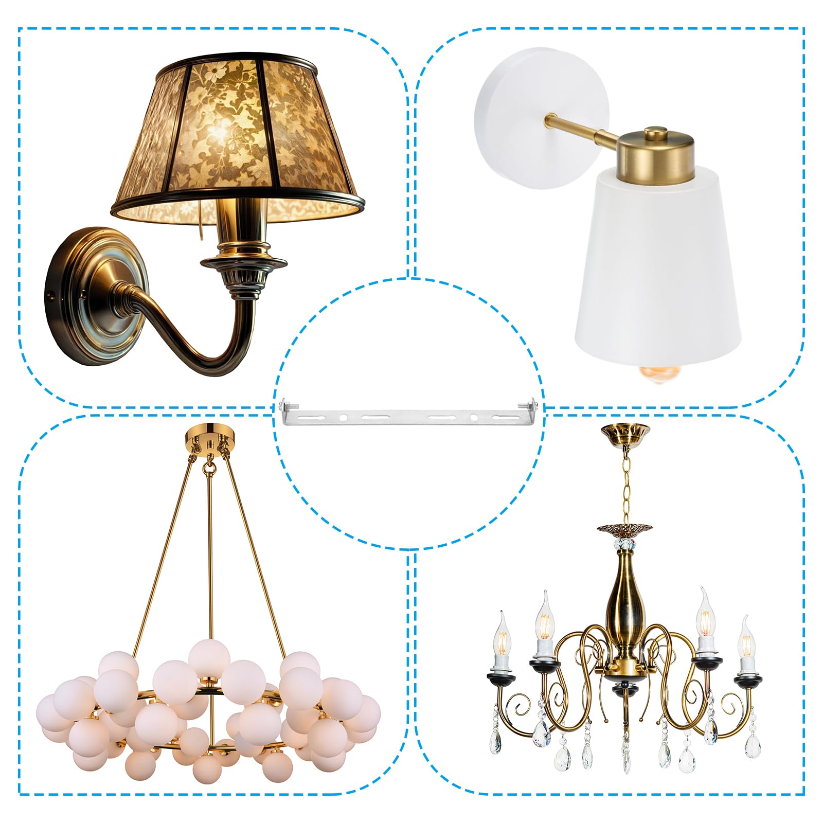 PATIKIL 180mm (7.1") Universal Light Fixture Mounting Bracket Kit, 2 Set Light Crossbar Ceiling Light Plate with Screw for Wall Lights Ceiling Lighting Pendant Chandelier