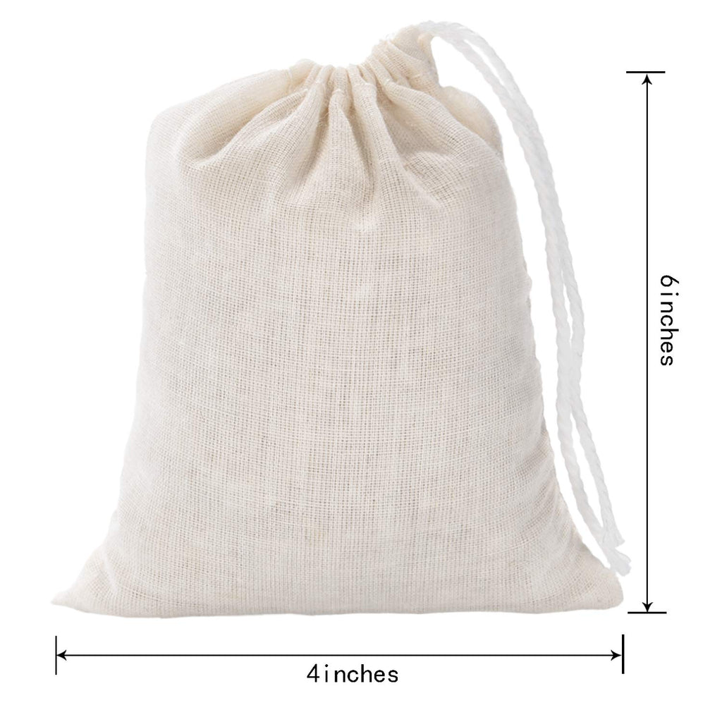 Tatuo 400 Pcs Cotton Muslin Bags with Drawstring Reusable Cloth Sachet Pouch Empty Gift Canvas Bags Bulk for Jewelry Home Party Favors (4 x 6 Inch)