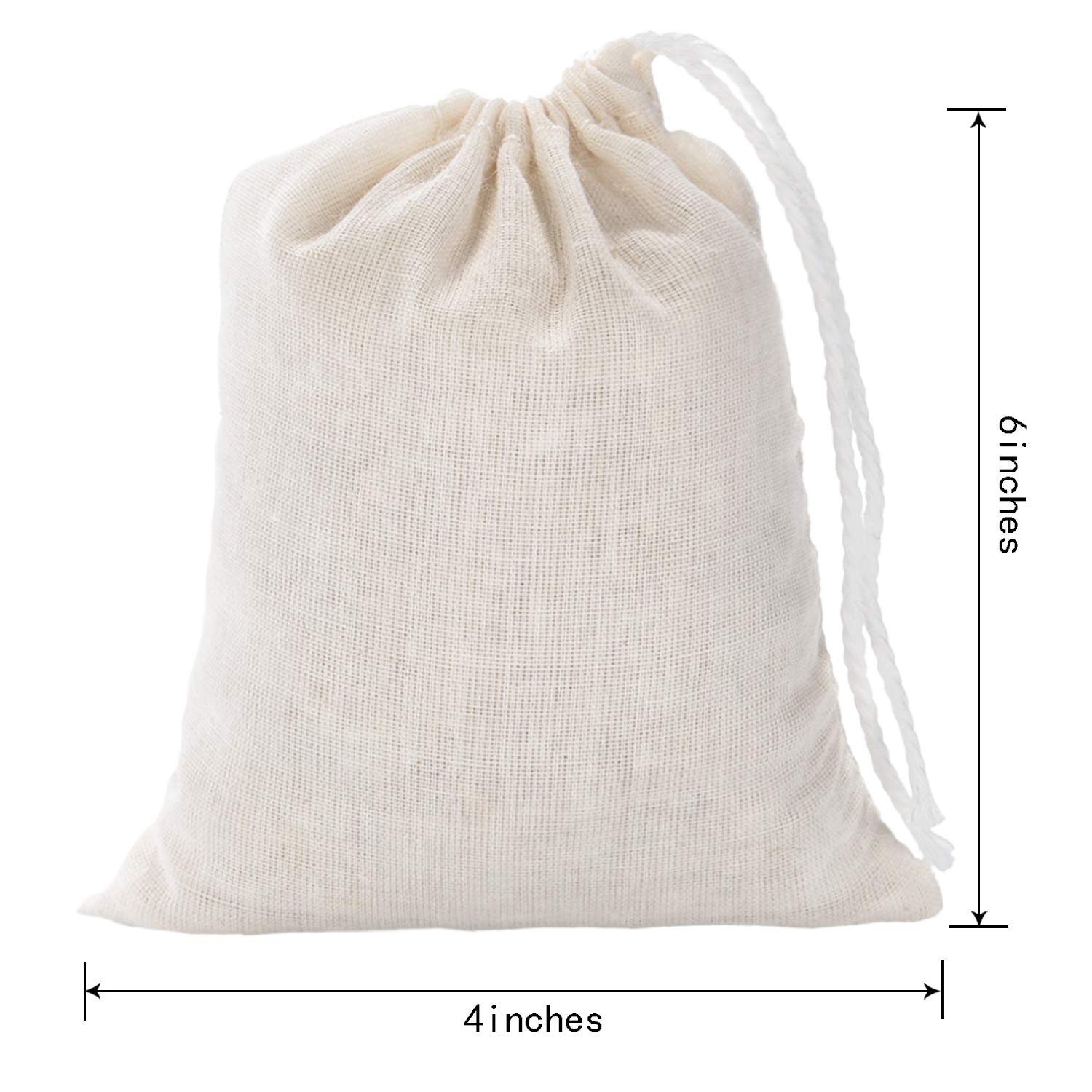 Tatuo 400 Pcs Cotton Muslin Bags with Drawstring Reusable Cloth Sachet Pouch Empty Gift Canvas Bags Bulk for Jewelry Home Party Favors (4 x 6 Inch)