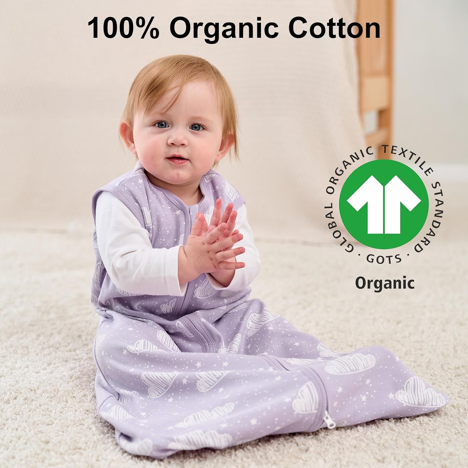 Yoofoss Baby Sleep Sack | 100% Organic Cotton Wearable Blanket for 0-6 Months | Comfy 2-Way Zipper, 3 Pack