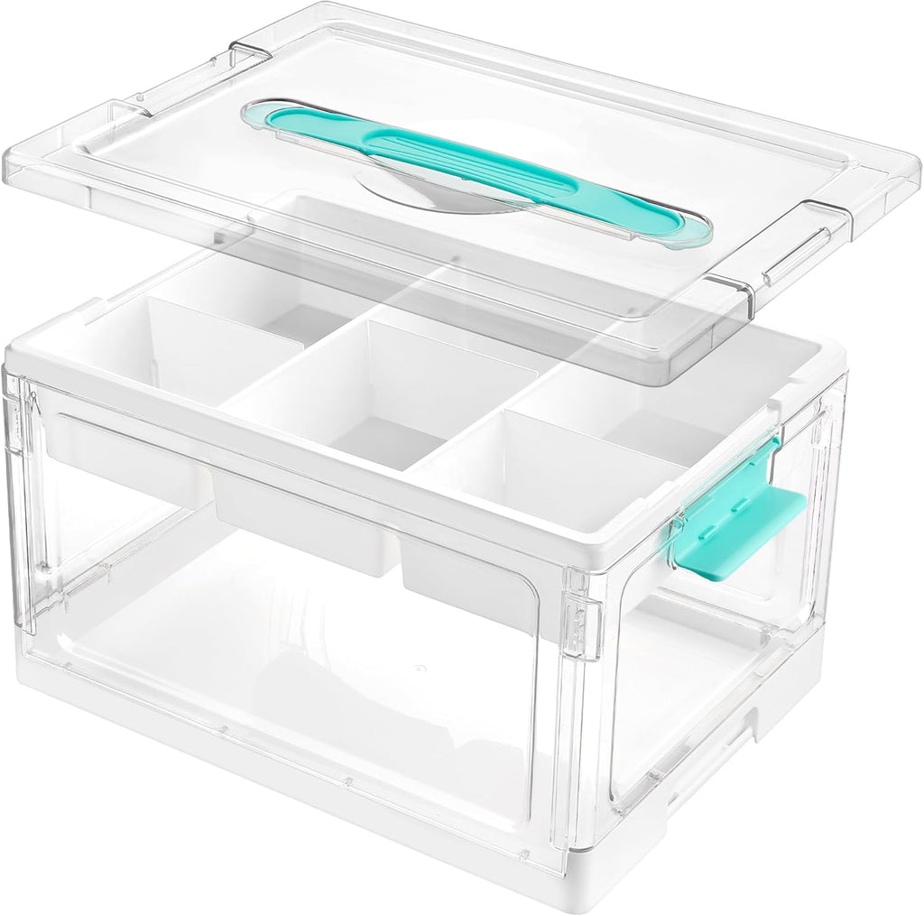 Vtopmart 24 QT Clear Plastic Craft Organizer - Removable Trays & Dividers for Art Supplies | Ideal Storage Box