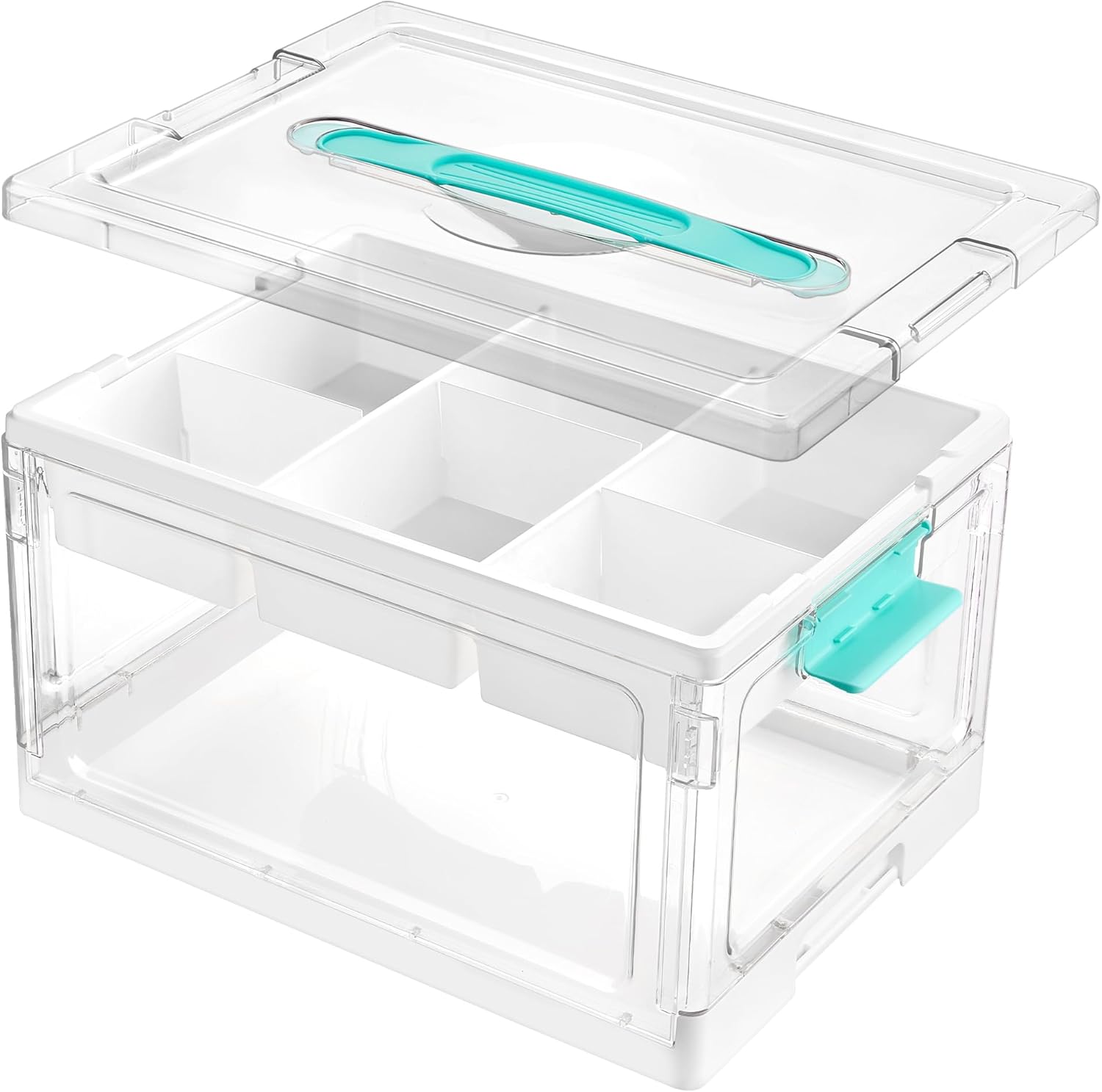 Vtopmart 24 QT Clear Plastic Craft Organizer - Removable Trays & Dividers for Art Supplies | Ideal Storage Box