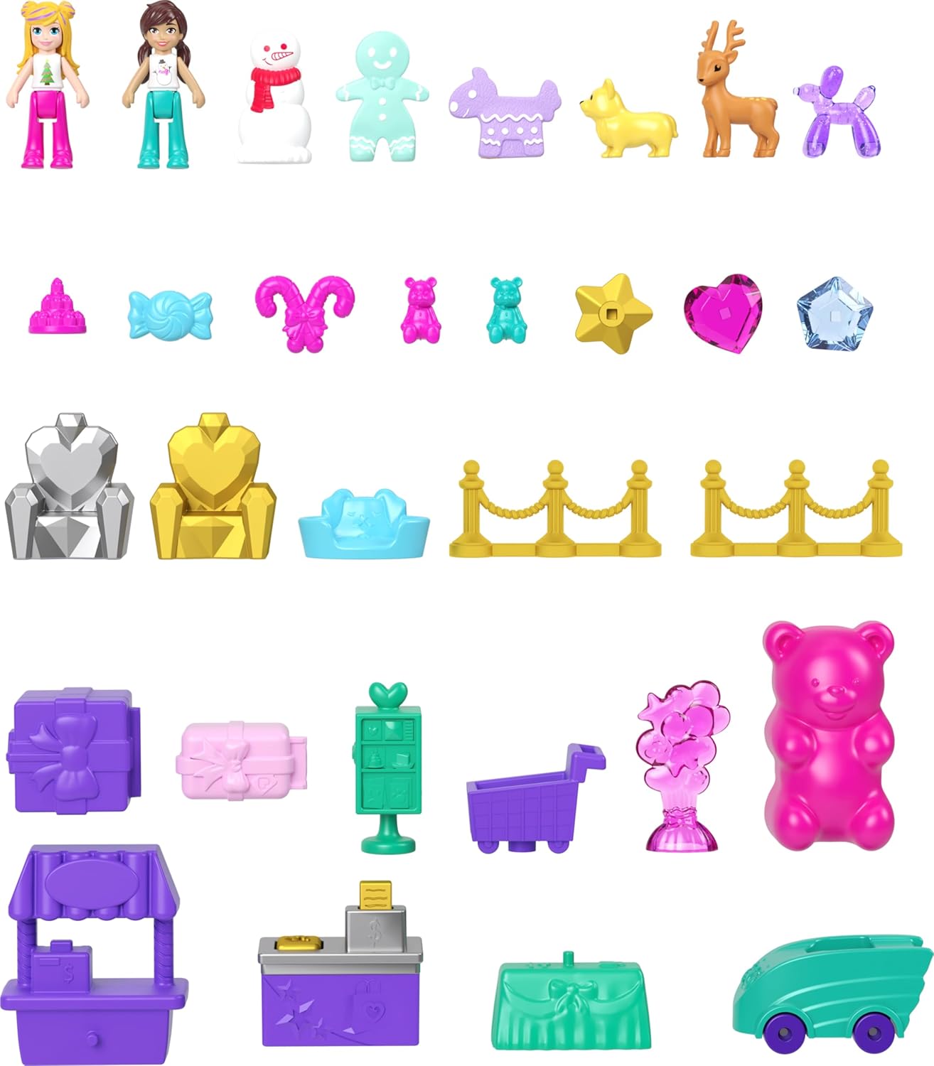 Polly Pocket Advent Calendar - Gingerbread House Playset with 24 Surprises & Dollhouse Accessories