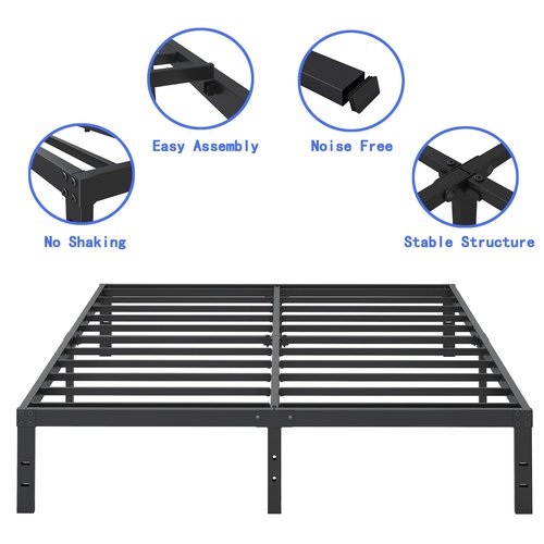Cieemine 10 Inch King Size Bed Frame, Platform Metal Bed Frame King Heavy Duty Steel Slat Mattress Foundation, No Box Spring Needed, Easy Assembly, Noise-Free, Black