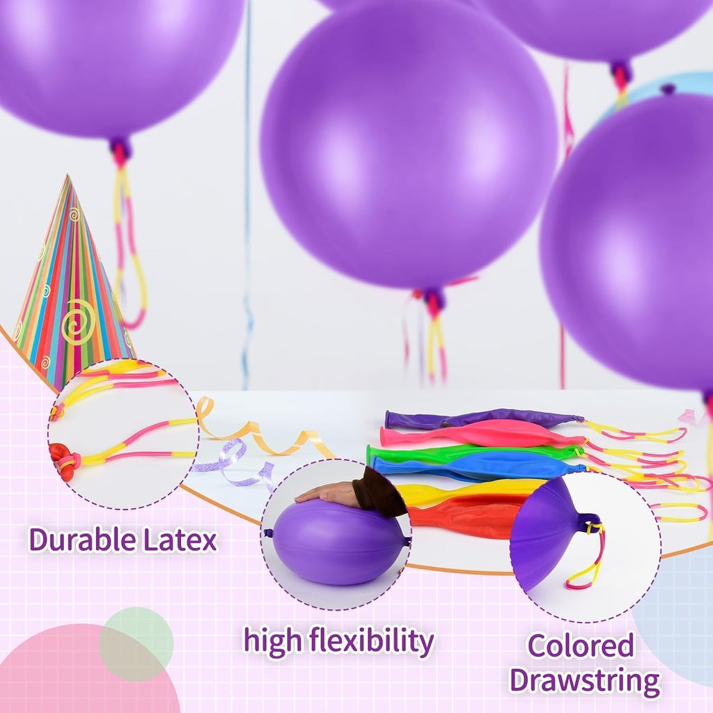 Purple Punch Balloons by [Brand Name] - 12 Pcs with Rubber Band Handle for Easy Grip | Perfect for Kids’ Birthday Parties & Outdoor Fun