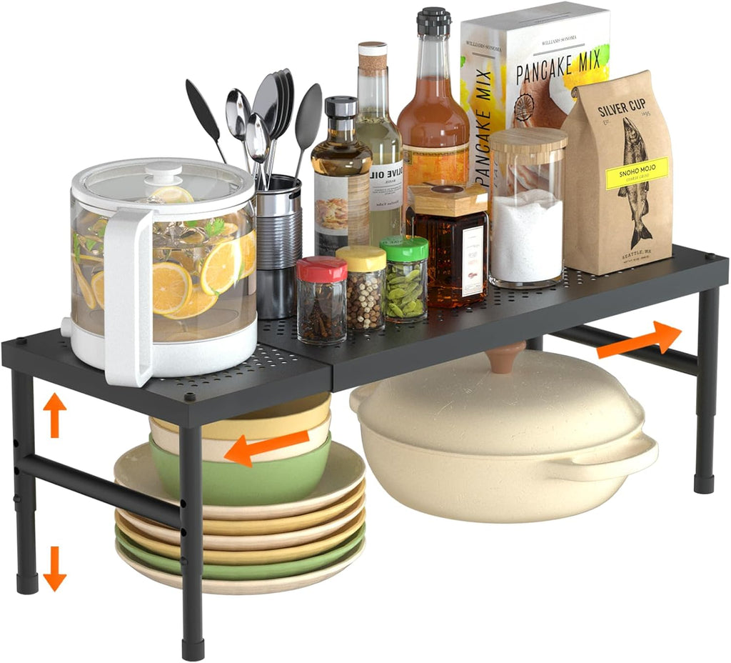 Skiennix Expandable Kitchen Organizer - Adjustable Spice Rack & Counter Shelf | Heavy-Duty Metal Storage for Cabinets & Pantry