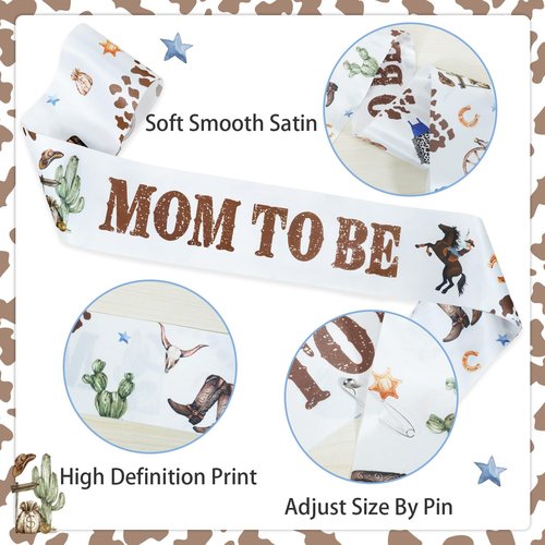 Lopeastar Cowboy Baby Shower Decorations Mom to Be Sash Dad to Be Corsage Set, Western Baby Shower A Little Cowboy is on the Way Mommy to Be Sash Baby Shower Sash Gift Keepsake