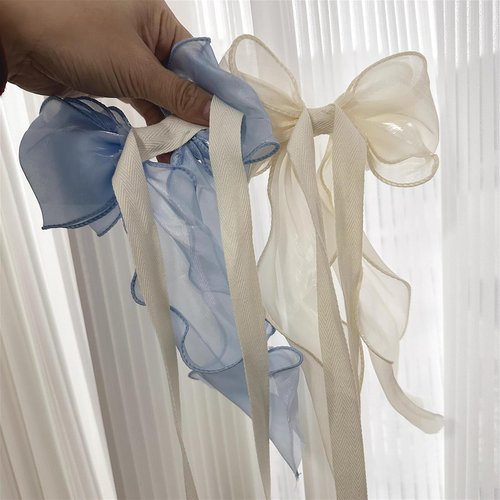 2 Pack French Silky Bow Curtain Tiebacks, Elegant Lace Ribbon for Curtains Decorative Rope Accessories Home Décor (Pink,2)