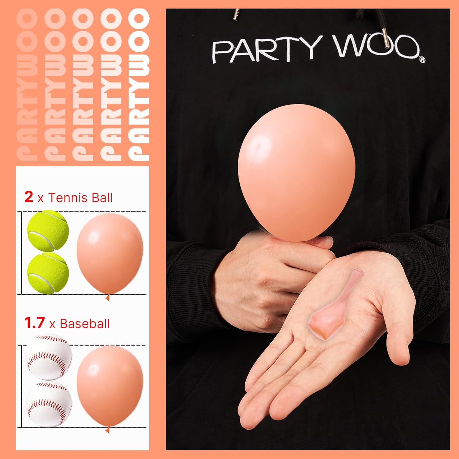 PartyWoo Peach Balloons - 50 Pack 5-Inch Mini Pastel Light Orange & Pink Latex for Celebrations
