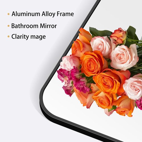 DESBING 30" x 36"Bathroom Mirror, Matte Black Wall Mirror with Metal Frame, Decorative Rectangular Vanity Mirror for Bedroom Bathroom Living Room Entryway (Horizontal/Vertical)