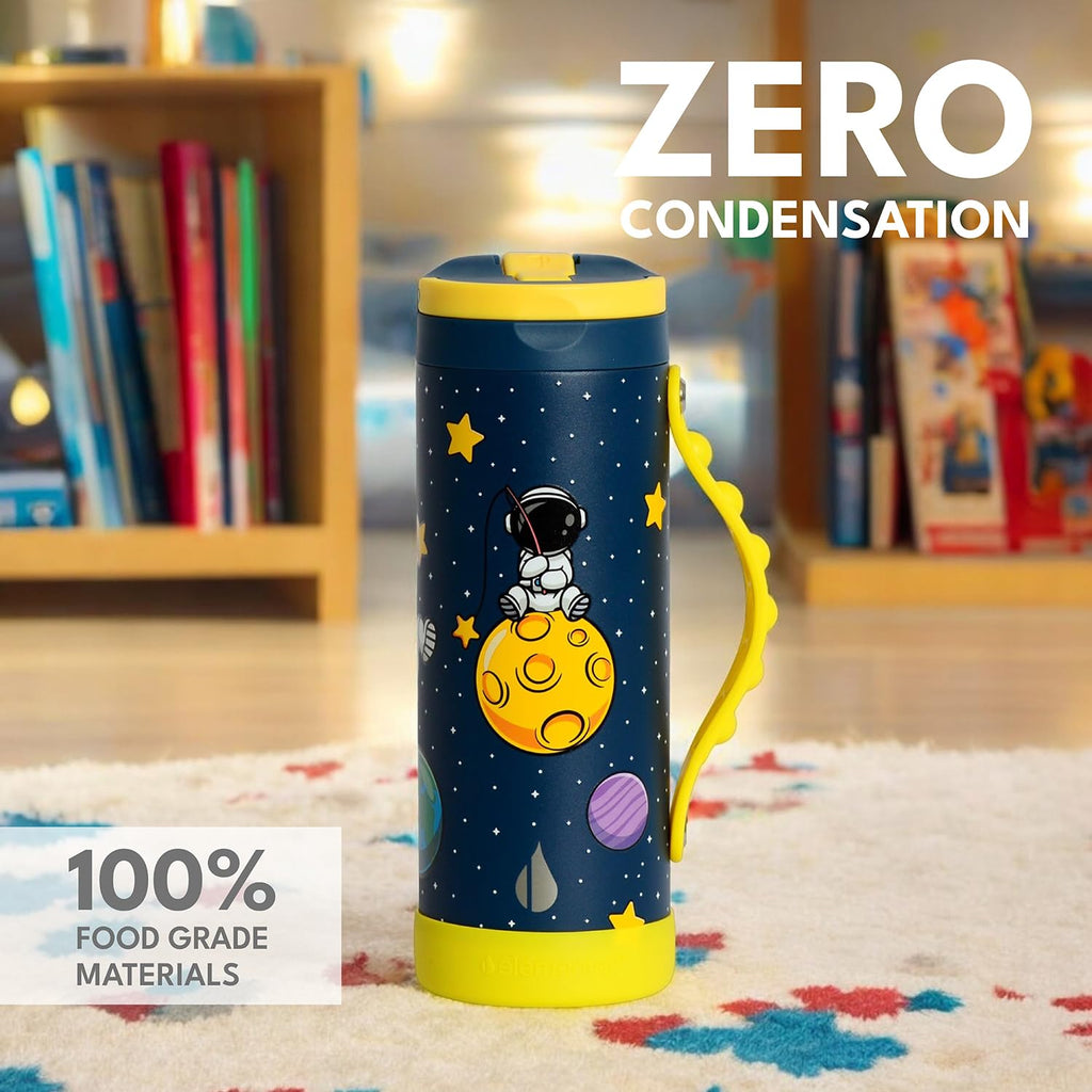 Elemental Iconic Kids Water Bottle for School - 100% Leak-Proof Insulated Water Bottles with Straw Lid & Pop-It Handle for Boys & Girls - Triple-Wall Insulated & BPA-Free, 14oz – Little Astronaut