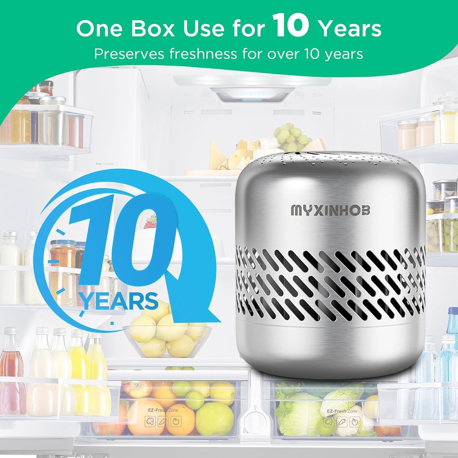 Skiennix Refrigerator Deodorizer - Long-Lasting Odor Eliminator | Silver Grey Design