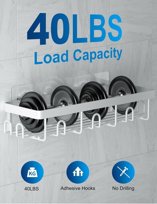 GVY Shower Caddy - 5 Pack Adhesive Bathroom Organizer Shelves | Rustproof & No Drilling Design