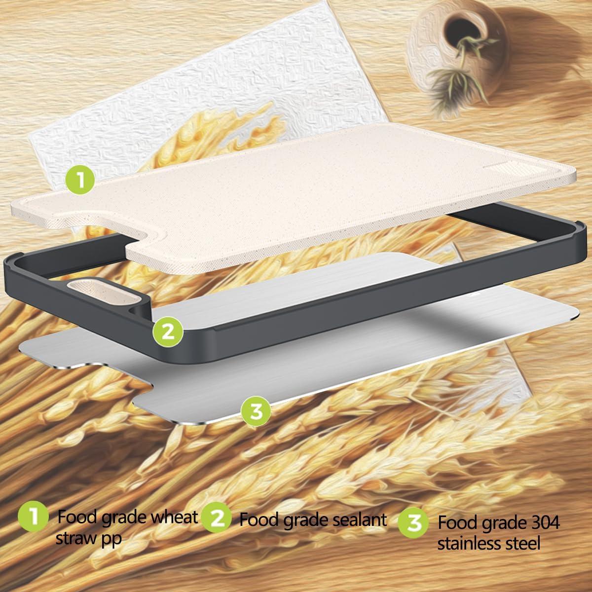 304 Stainless Steel Cutting Board by [Brand Name] - Non-Slip, Easy to Clean, Dishwasher Safe | 16 x 11 In