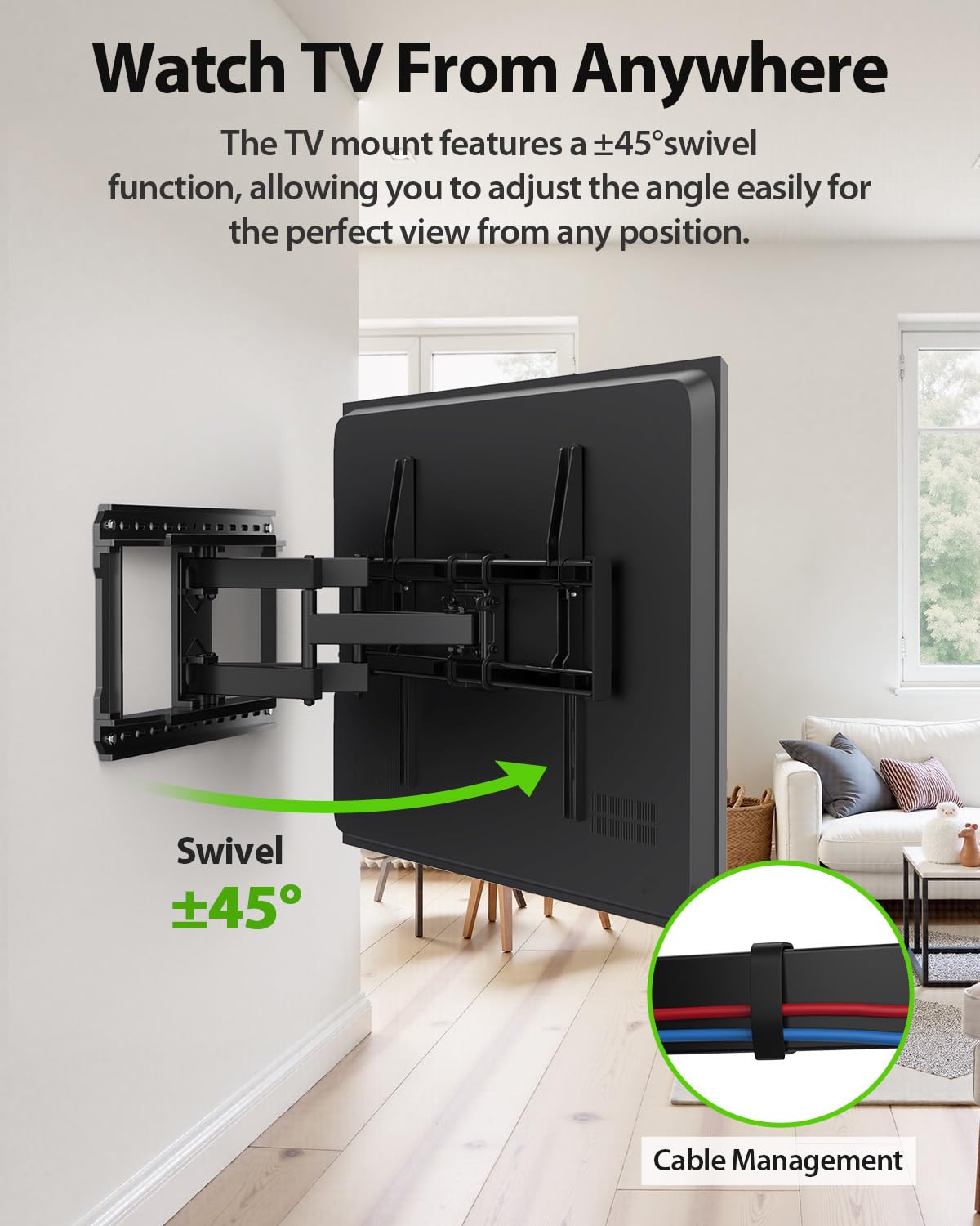USX MOUNT Full Motion TV Wall Mount for Large TVs 42-97 Inch up to 150 lbs, Wall Mount TV Bracket with Swivel and Tilt, Fits 16",18", 24" Wood Studs, Max VESA 600x400mm Fit 65+ 75+ 85 86 90 TVs XML025