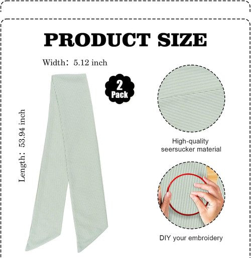 Green Striped Ribbon Set by [Brand Name] - 2 Pack for Door Wreaths | 5.12" Wide x 54.33" Long