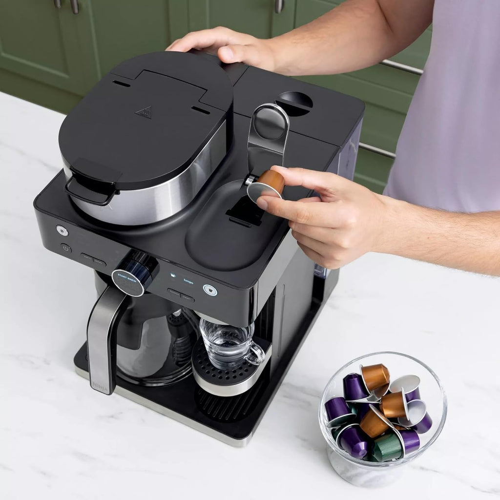 Ninja Refurbished CFN601 Espresso & Coffee Barista System - Single-Serve & 12-Cup Carafe with Frother