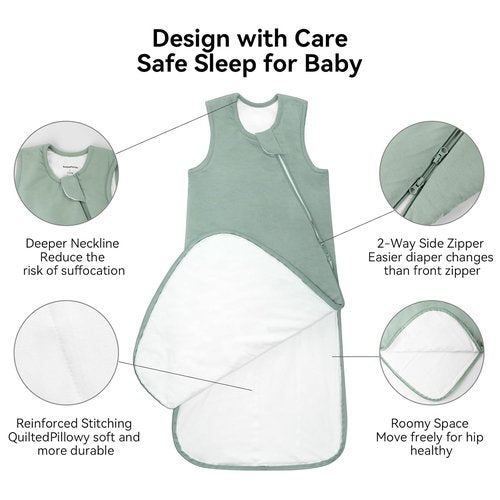 BubblePanda Bamboo Sleep Sack - Soft 1.0 Tog Toddler Sleeping Bag for Ages 18-24 Months | 2-Way Zipper