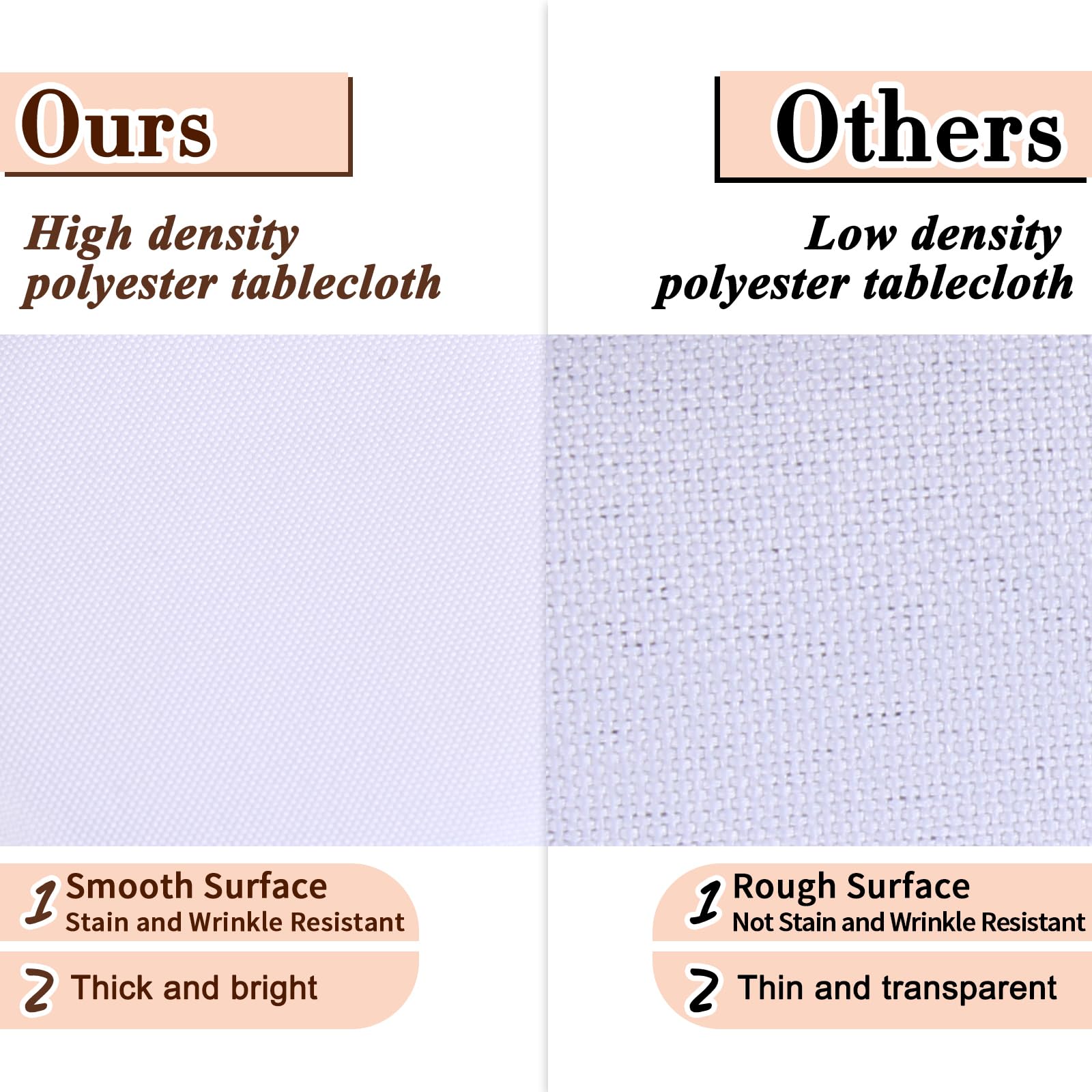 Kesfey 6 Packs White Polyester Table Cloths 90 x132 inch Rectangle High Density Tablecloth Fabric Tablecover for 6 Foot Tables Wrinkle Resistant Washable Table Cloth for Wedding Celebration Buffet