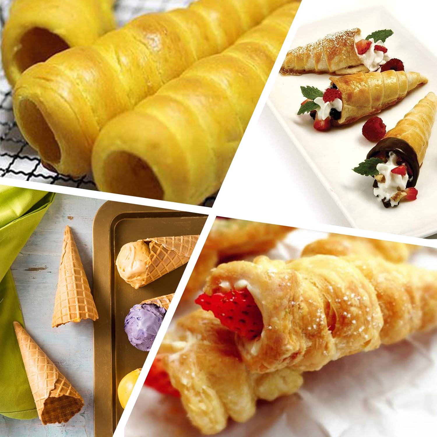 Tinfol 20 Pack Cream Horn Molds - 4.7 Inch Stainless Steel Baking Cones for Cannoli & Ice Cream