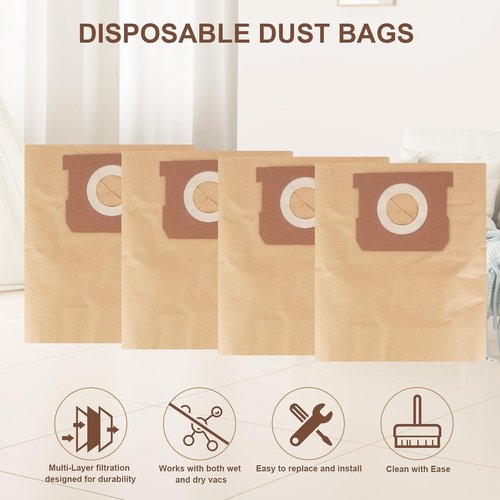 25-1238 Vacuum Bags for Stanley 4 Gallon Vacuum - 12 Pack Dust Bags for Stanley Vacuum Replace Part PCX18301-4B PCX18301-4C SL18301-3B SL18301-4B