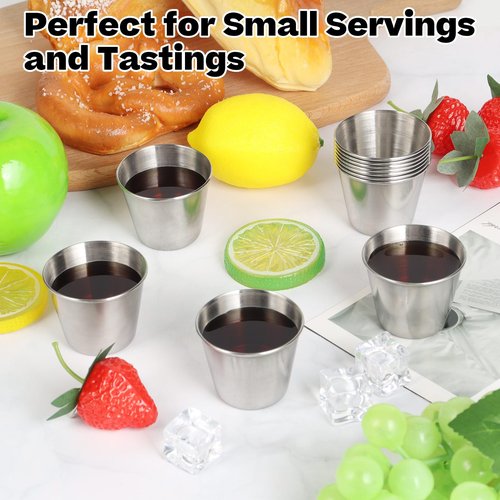 EMUTOL Metal Shot Glasses, 12 Pcs 1.5 oz Stainless Steel Liquor Glasses, Espresso Cups, Whiskey Glasses, Wine Glasses, Portable Drinkware for Bar, Home, Restaurant & Travel (45ml)