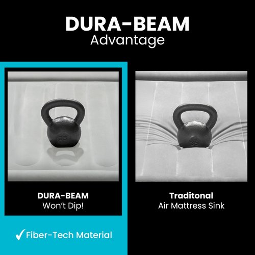 Intex Dura-Beam Deluxe Comfort-Plush Elevated: Fiber-Tech – Queen Size – Built-in Electric Pump – 18in Bed Height – 600lb Weight Capacity