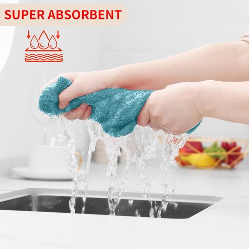 Homaxy 100% Cotton Waffle Weave Dish Cloths - Ultra Soft & Absorbent, Quick Drying | 12 x 12 Inches, 6-Pack, Lake Blue
