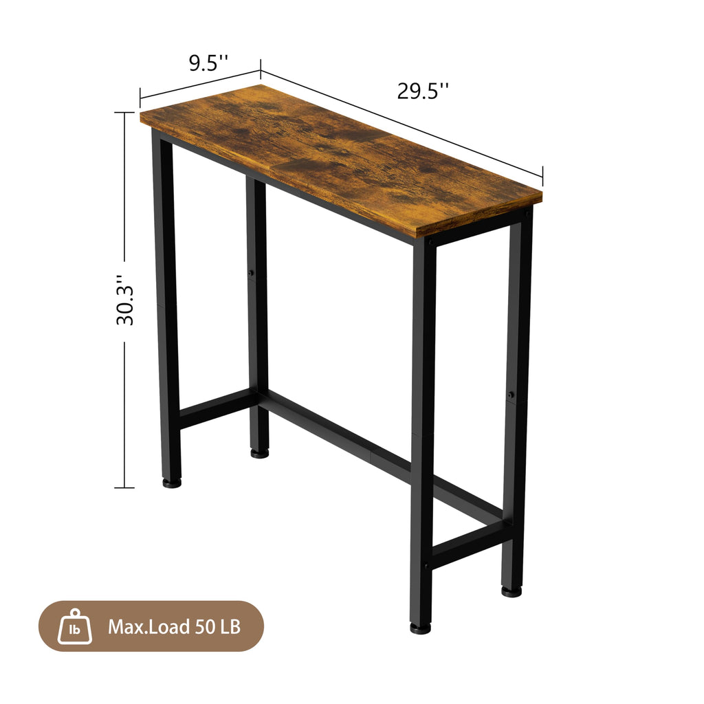 GRLEAF 29.5" Narrow Console Table, Small Entryway Table, Thin Hallway Table Skinny Sofa Side Display Table for Entrance, Bedroom, Living Room, Foyer, Corridor, Office - Rustic Brown (9.5" Deep)