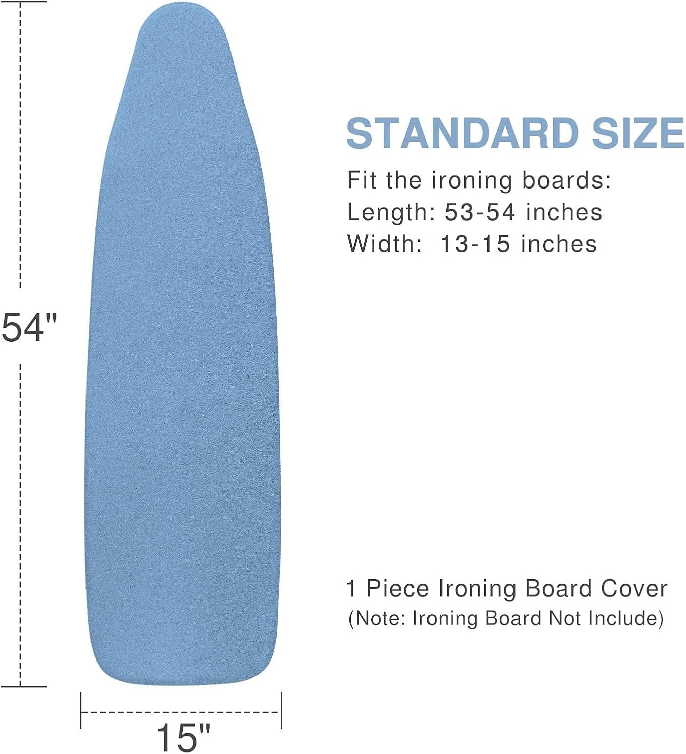 VividPaw Ironing Board Cover - Heavy Duty Padded, Silicone Coated, Standard Size 15x54 (Blue)