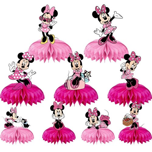 Cartoon Birthday Decorations, Cute Honeycomb Table Centerpiece, 3D Table Decorations Birthday Party Supplies Party Decorations (Pink)