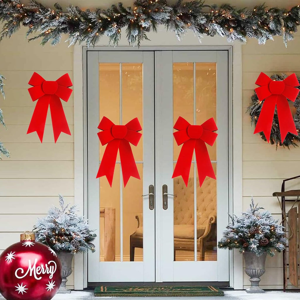 Regine Switzerland 24 PCS Red Velvet Bows - Festive Hanging Decorations for Christmas Trees & Wreaths