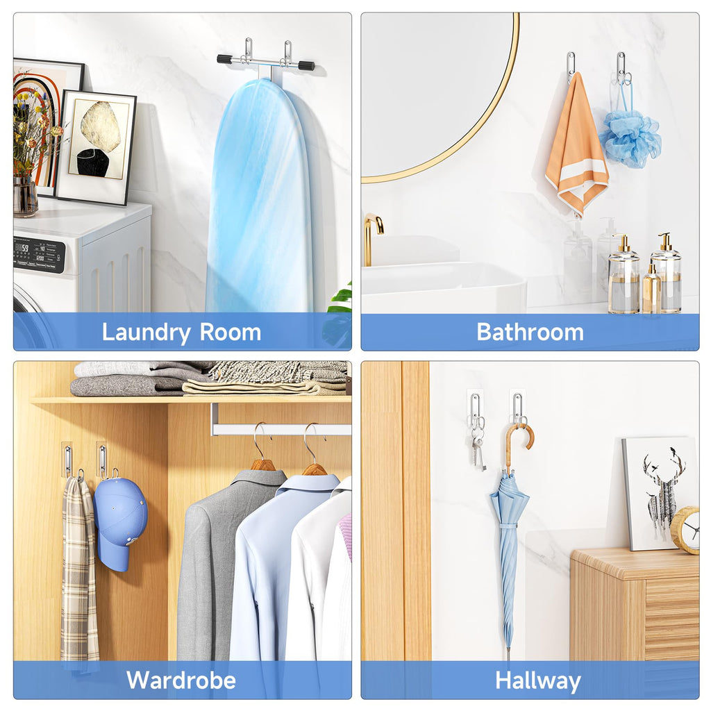 XILIMEN Ironing Board Holder Wall Mount, Durable Ironing Board Holder Stainless Steel, Space Saving Iron Board Hook for Wall Heavy Duty, for Laundry Room Livingroom Bathroom Small(Y or T Leg)