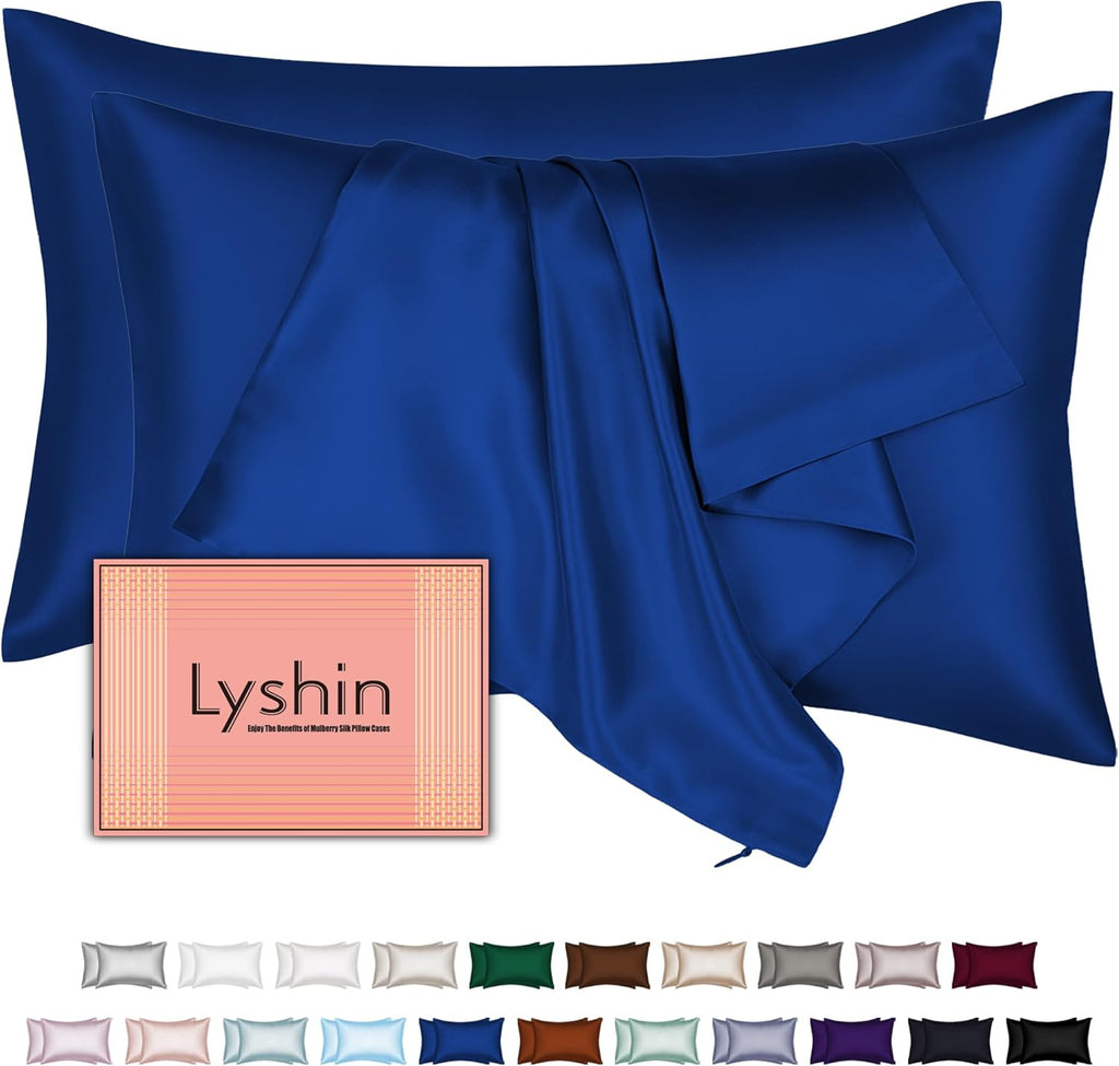 Skiennix Silk Pillowcases - King Size 2-Pack | Mulberry Silk for Hair & Skin | Royal Blue