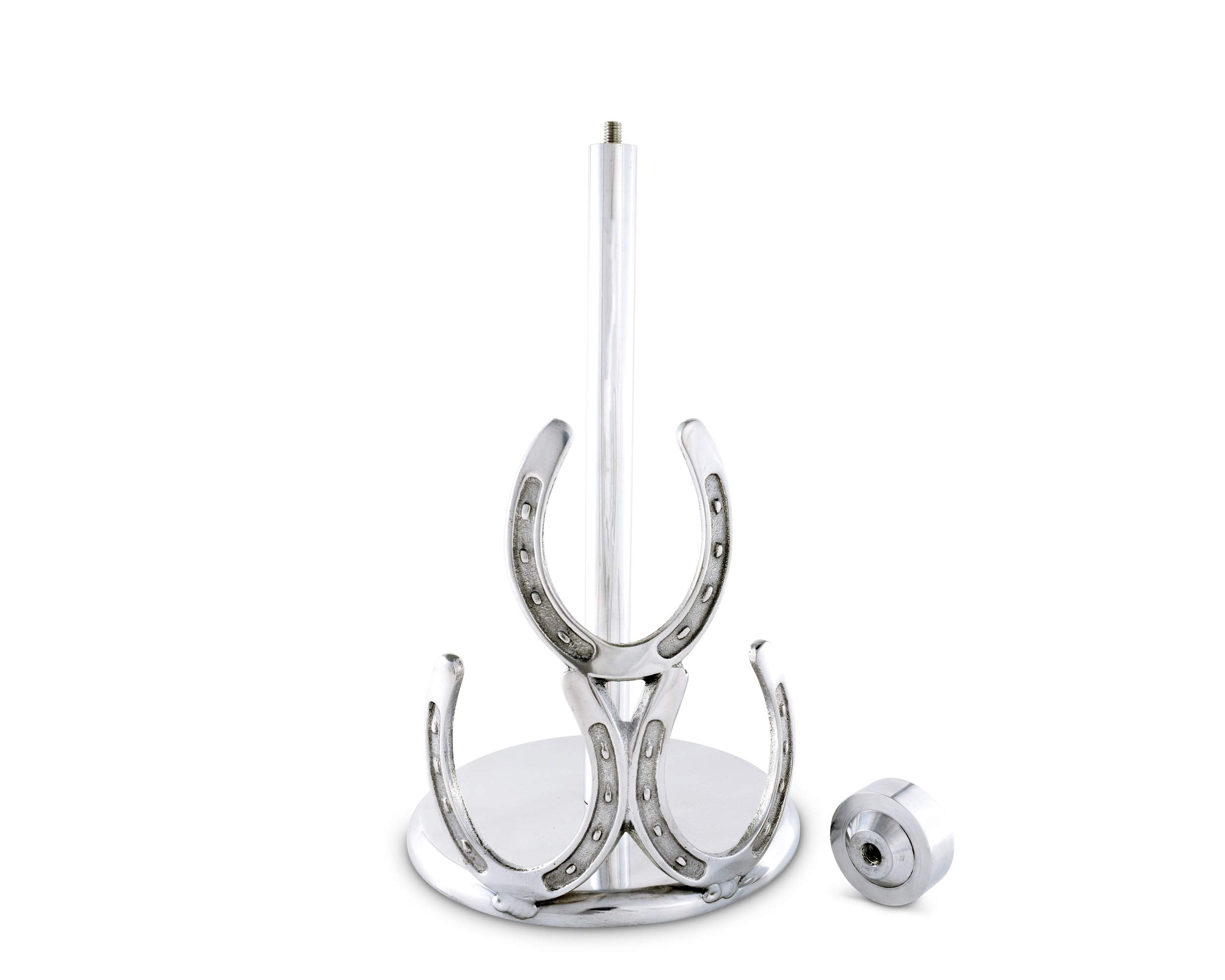 Arthur Court Aluminum Horseshoe Western Cowboy Decorative Countertop Paper Towel Holder Standing 12.5 inch Tall