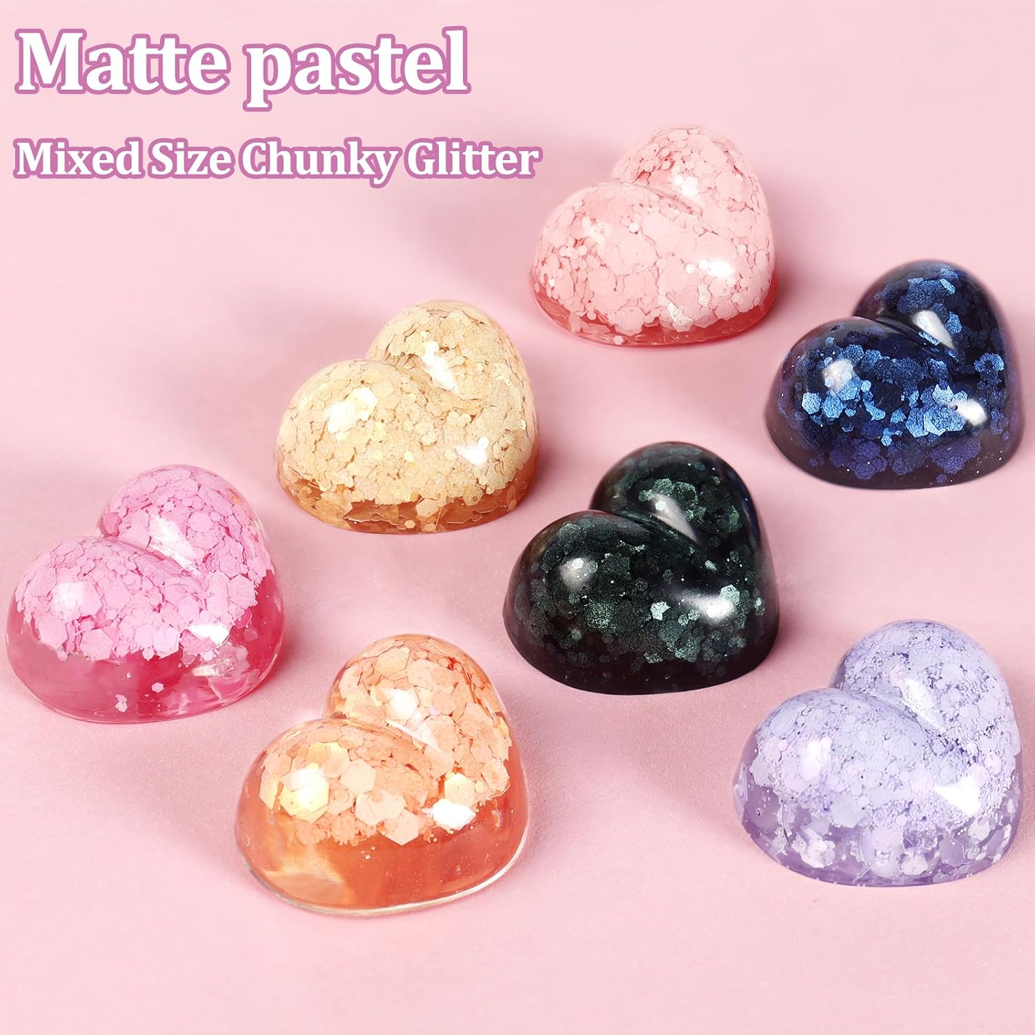 Renvio Matte White Chunky Glitter - 1.76oz Mixed Resin Glitter for Crafts, Snow Globes & Decorations