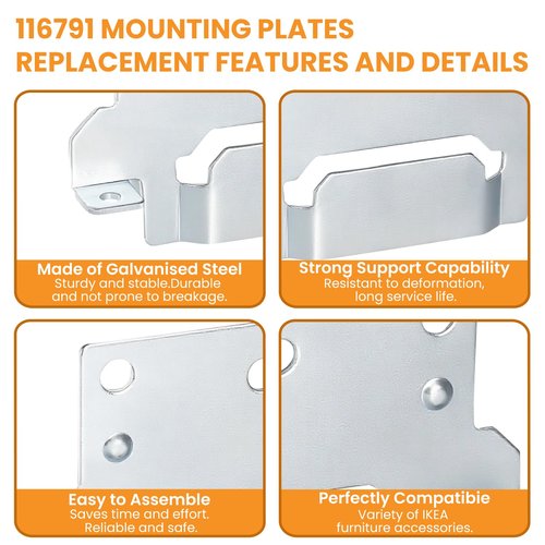 Zookpr 116791 Mounting Plates Replacement for IKEA Bed Frame Brackets Part #116791,6 Pack