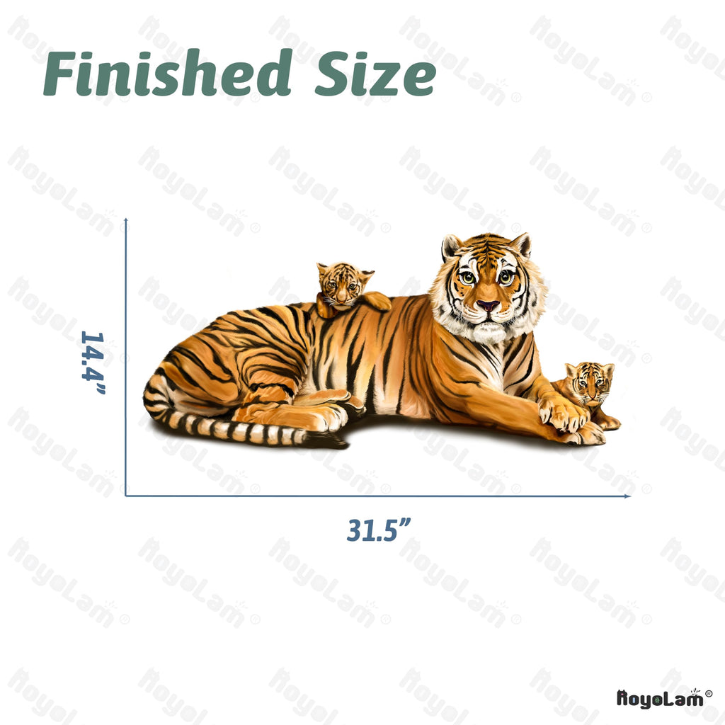 RoyoLam Cute Tiger and Cubs Wall Decal Nursery Jungle Animal Wall Sticker Removable Peel and Stick Waterproof Wall Art Decor Stickers for Kids Baby Classroom Living Room Playing Room Bedroom