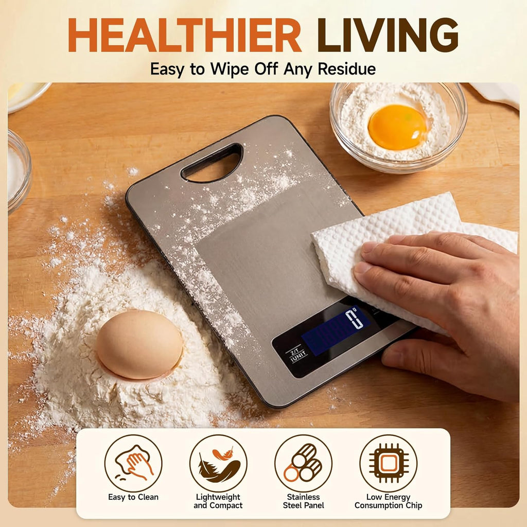 Skiennix Digital Food Scale - High Precision 11lb Kitchen Scale with Hang Loop | Stainless Steel Design
