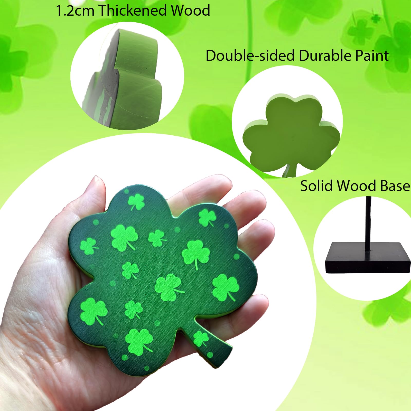 St Patricks Day Decorations Decor, Sharmrock Decorations, St. Patrick's Day Saint Patricks Day Decorations For Table Tiered Tray Decor, Wooden Shamrock Ornaments Lucky Irish Wood Sign For Home Indoor