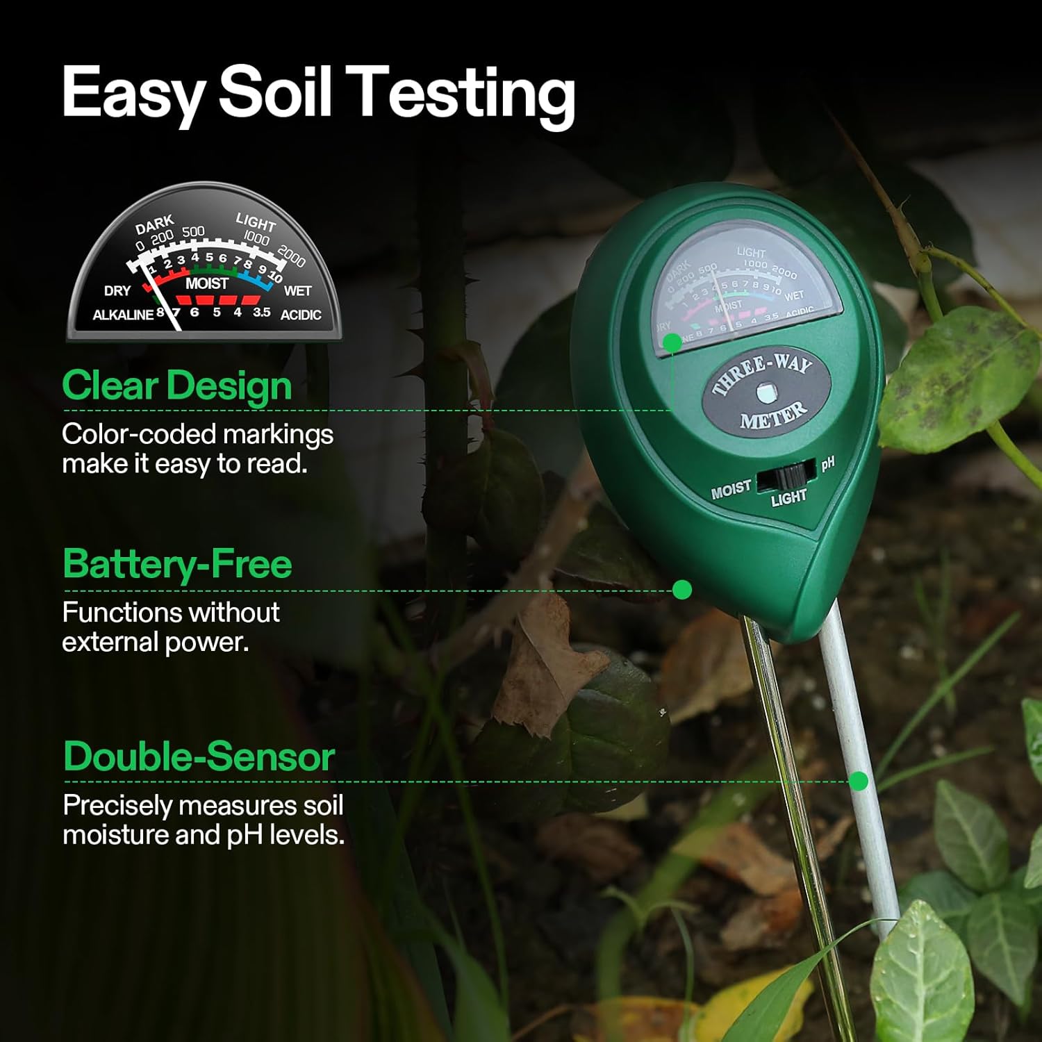 VIVOSUN Digital pH Meter - 3-in-1 TDS, EC & Temperature Tester for Home, Garden & Hydroponics