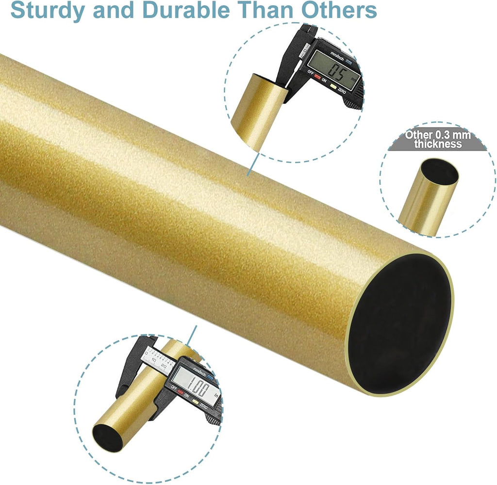 Byondeth Adjustable Curtain Rods | 16 to 60 Inches | 1-Inch Diameter | Elegant Flash Gold Finish