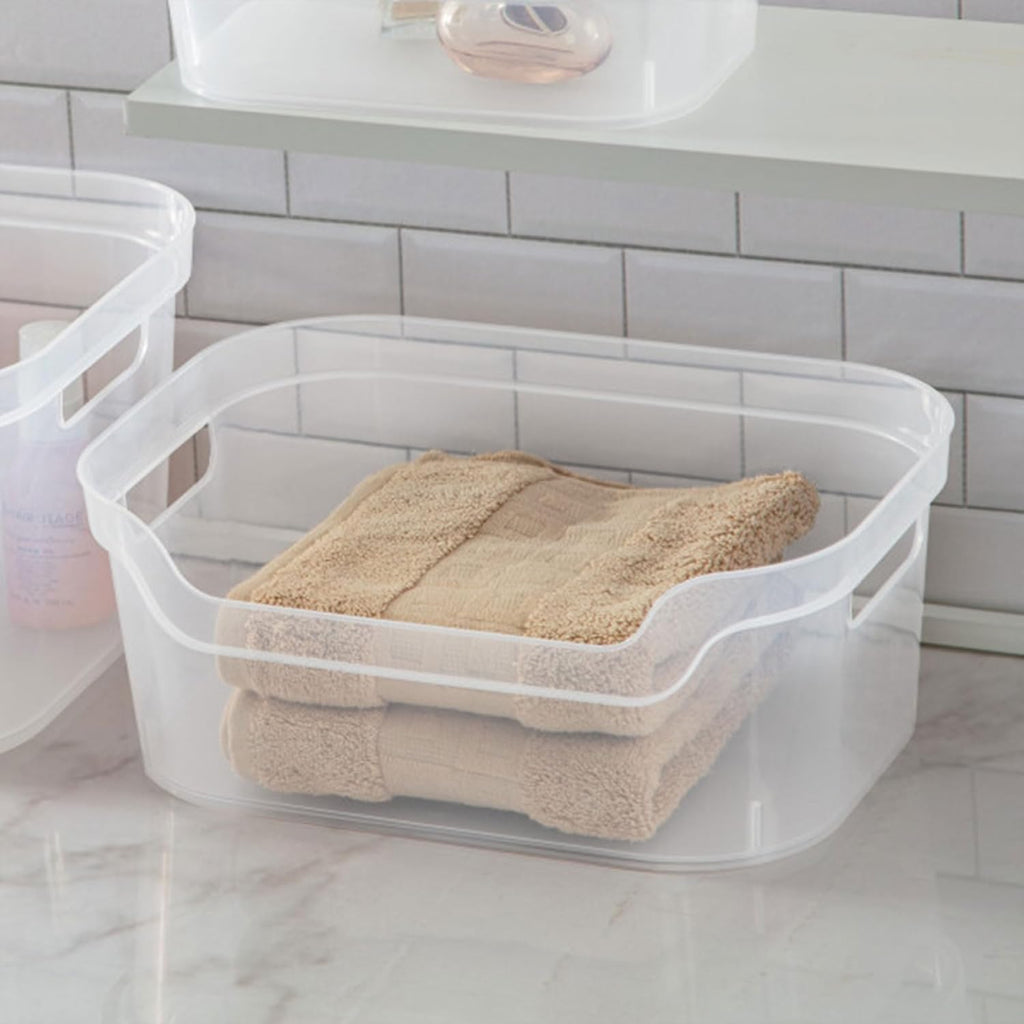 Sterilite Medium Polished Open Scoop Front Storage Bins - Clear, 5.25x9.5x13 In, 8 Pack for Easy Organization