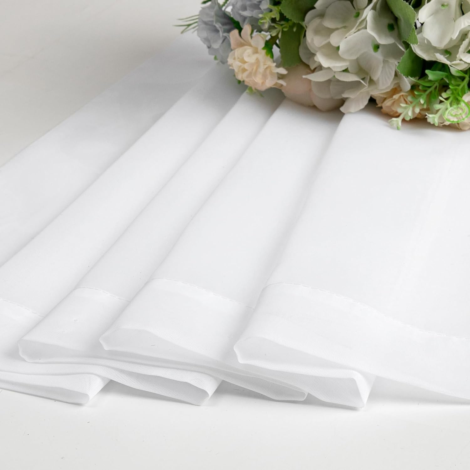 OWENIE Sheer Curtains - 84-Inch Long Rod Pocket Voile Drapes for Living Room/Bedroom | White, 2 Panels