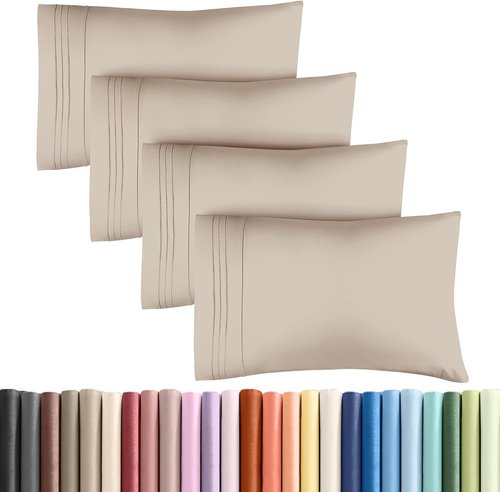 King Pillow Cases by [Brand Name] - Ultra Soft Hotel Quality Covers | Comfy, Wrinkle-Free & Fade Resistant - 4 Piece Set in Wheat