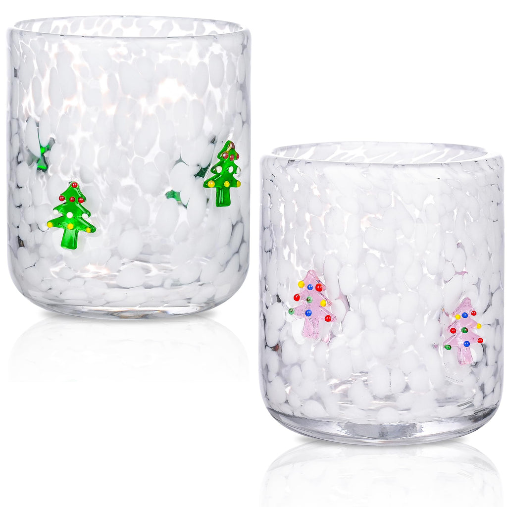 ZUQMZUQ 2 Pcs Valentine's Day Icon Glass Cups Set - 14 oz Heart Themed Stemless Wine Glasses Double Old Fashioned Icon Juice Glasses Drinking Cups for Couple Wedding Home Bar Decor Lovely Gifts